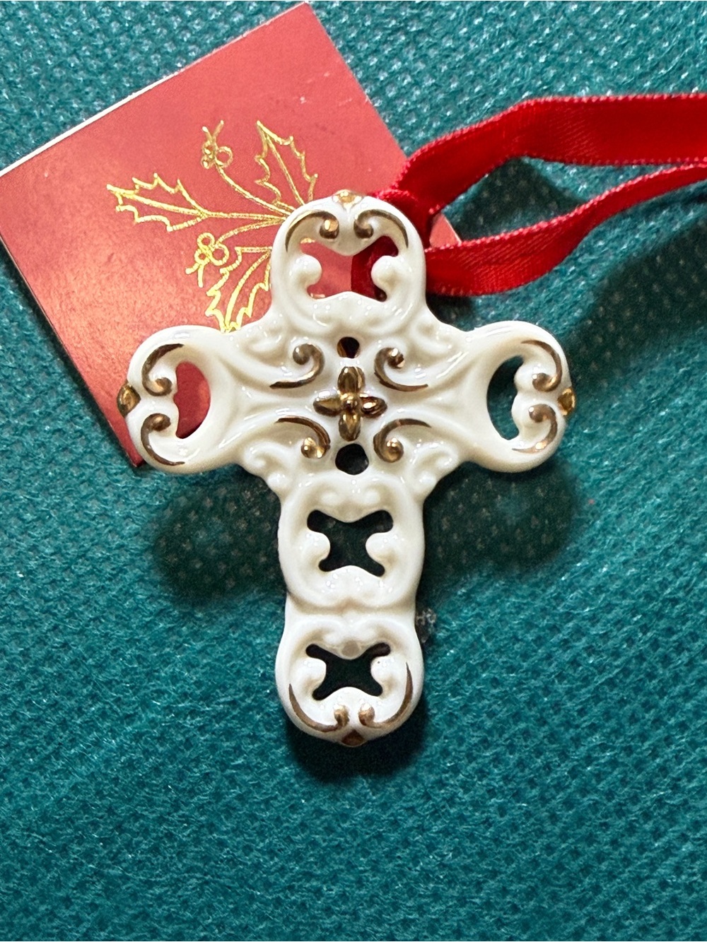 Vtg 1986 Lenox Germany Porcelain Pierced Cross Pin